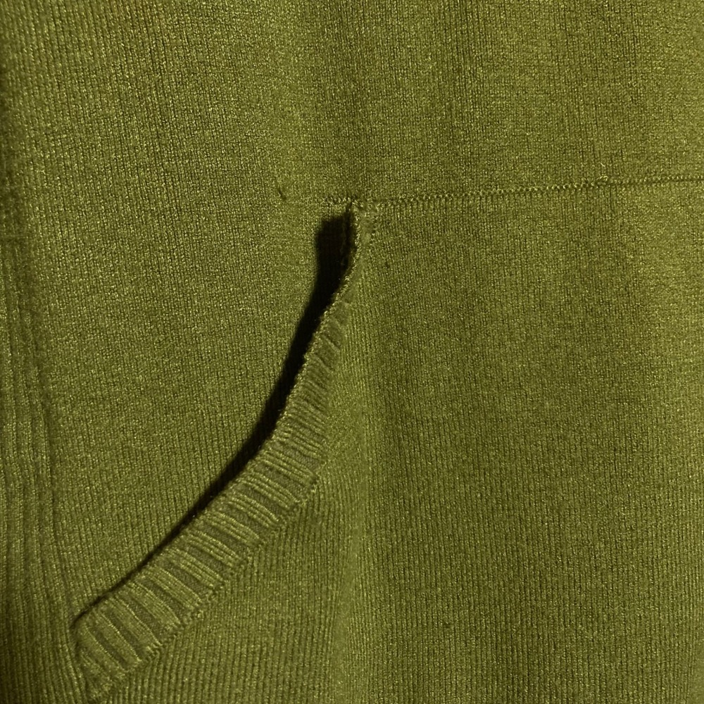 Daily Practice by Anthropologie Green Knit Hoodie Sweater S Ribbed Trim Pocket - Picture 6 of 6
